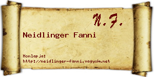Neidlinger Fanni névjegykártya